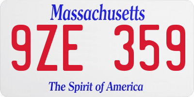 MA license plate 9ZE359