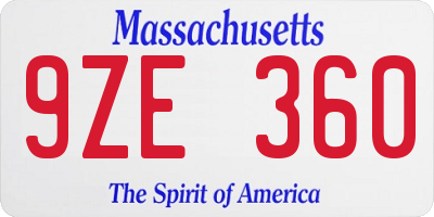 MA license plate 9ZE360