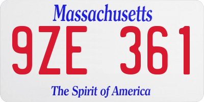 MA license plate 9ZE361