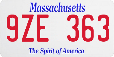 MA license plate 9ZE363