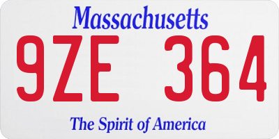 MA license plate 9ZE364
