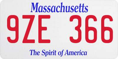 MA license plate 9ZE366