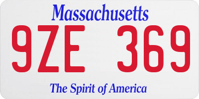 MA license plate 9ZE369