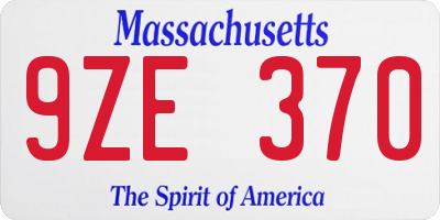 MA license plate 9ZE370