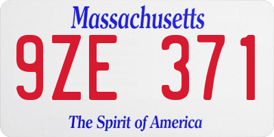 MA license plate 9ZE371