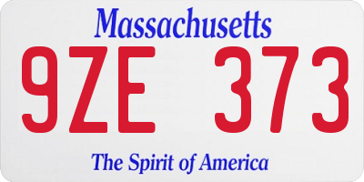 MA license plate 9ZE373