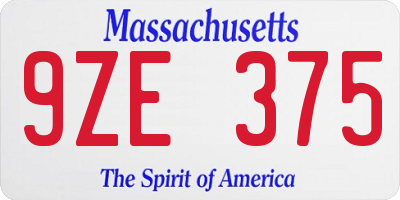 MA license plate 9ZE375