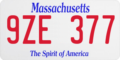 MA license plate 9ZE377