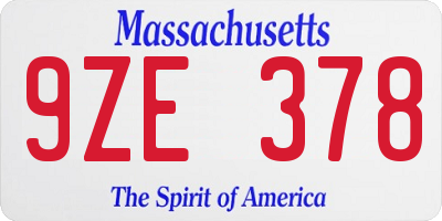 MA license plate 9ZE378