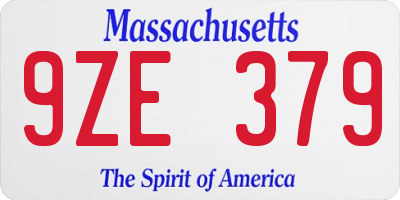 MA license plate 9ZE379