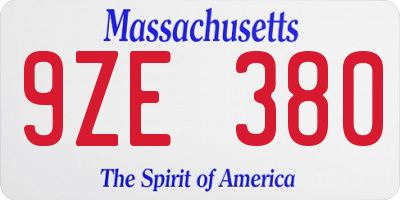 MA license plate 9ZE380