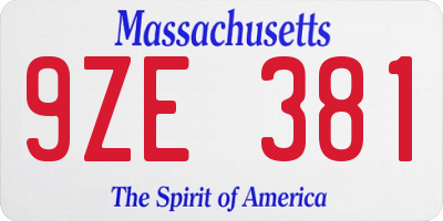 MA license plate 9ZE381