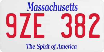 MA license plate 9ZE382