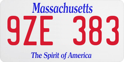 MA license plate 9ZE383