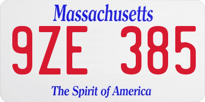 MA license plate 9ZE385