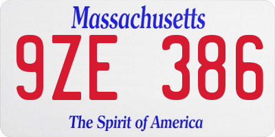 MA license plate 9ZE386