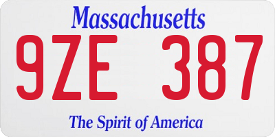 MA license plate 9ZE387