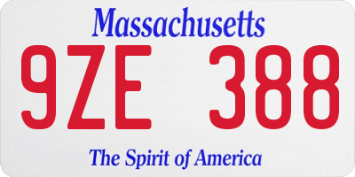 MA license plate 9ZE388