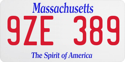 MA license plate 9ZE389