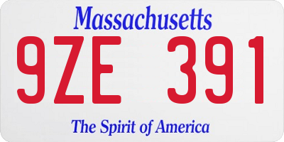 MA license plate 9ZE391