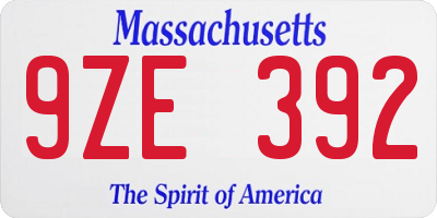 MA license plate 9ZE392