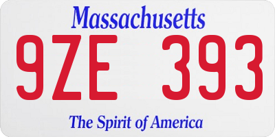 MA license plate 9ZE393