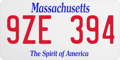 MA license plate 9ZE394