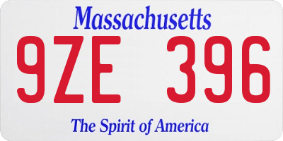 MA license plate 9ZE396