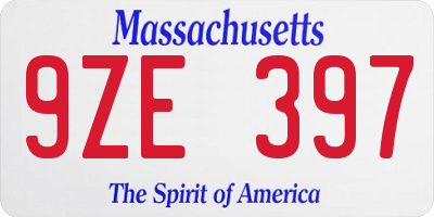 MA license plate 9ZE397