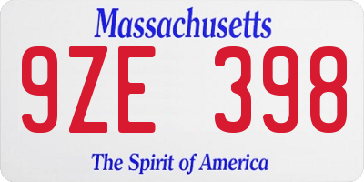 MA license plate 9ZE398