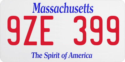 MA license plate 9ZE399