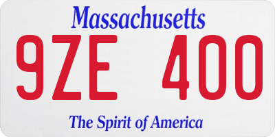 MA license plate 9ZE400