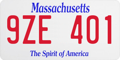 MA license plate 9ZE401