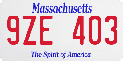 MA license plate 9ZE403