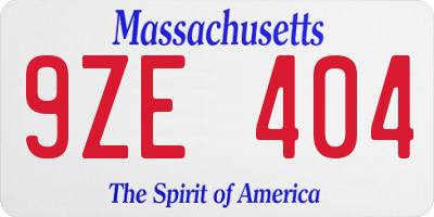 MA license plate 9ZE404