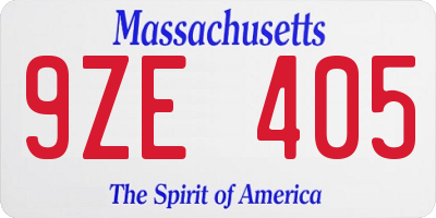 MA license plate 9ZE405