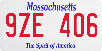 MA license plate 9ZE406