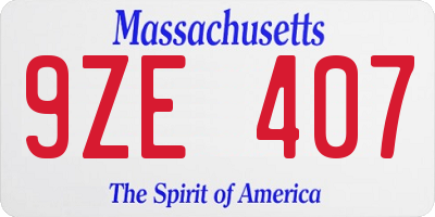 MA license plate 9ZE407