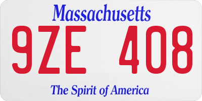 MA license plate 9ZE408