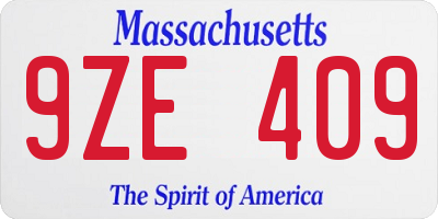 MA license plate 9ZE409