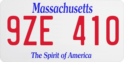 MA license plate 9ZE410