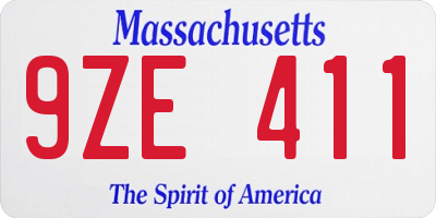 MA license plate 9ZE411
