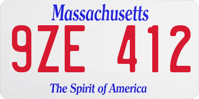 MA license plate 9ZE412