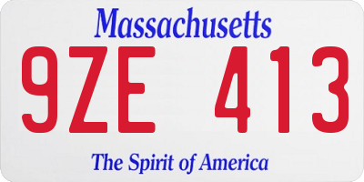 MA license plate 9ZE413