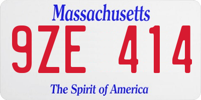 MA license plate 9ZE414