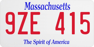 MA license plate 9ZE415