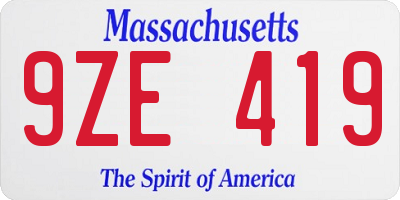 MA license plate 9ZE419