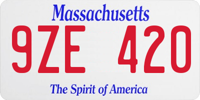 MA license plate 9ZE420