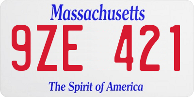 MA license plate 9ZE421