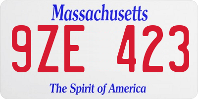 MA license plate 9ZE423